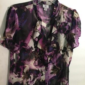 Purple floral blouse